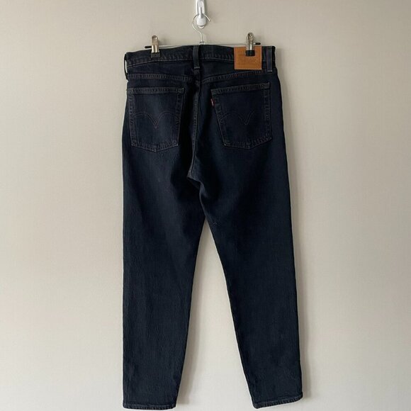 Levi's Wedgie High Rise Button Fly Waist Denim Dark Wash Skinny Jeans Black 27 - Picture 3 of 10